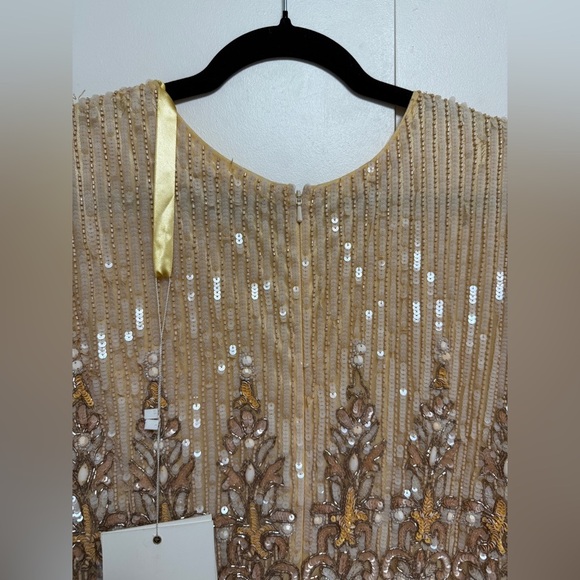 Mac Duggal 5576 Peach Embellished Long Sleeve High Neck Column Dress Size 10 - Picture 13 of 17